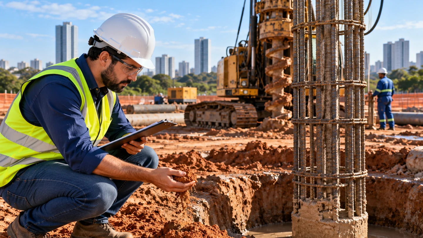 Imagem ilustrativa: Estaca hélice contínua: logística, acesso e fluxo de concretagem